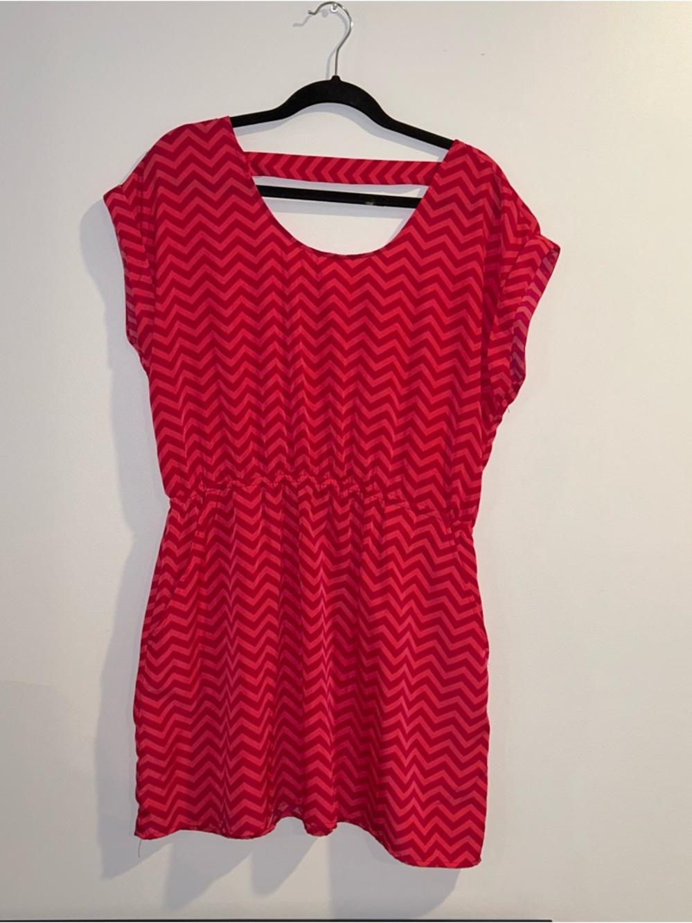 Candie's Pink Chevron Short-Sleeve Mini Dress